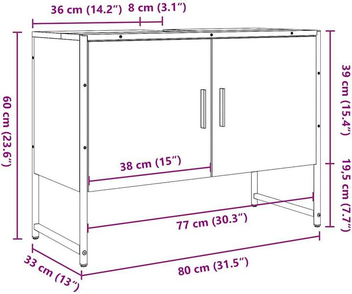Produktbild vidaXL Waschbeckenschrank (80 x 33 x 60 cm)