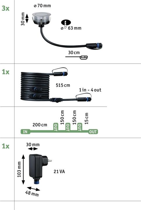 Produktbild Paulmann Outdoor Plug & Shine Floor Starterset Insect Friendly (100 lm, IP67)