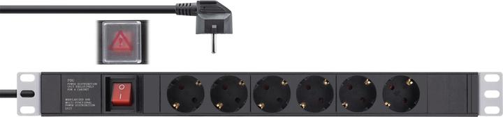 Productafbeelding InLine 19" contactdoosstrook (6 x, CEE 7/3, 2 m)