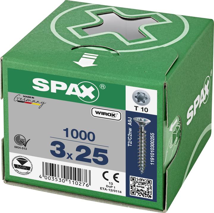 Image du produit Spax Tête Fraisée Nervures De Frein T-Star Plus T10 Filetage Complet Wirox (1000 Vis par pièce)