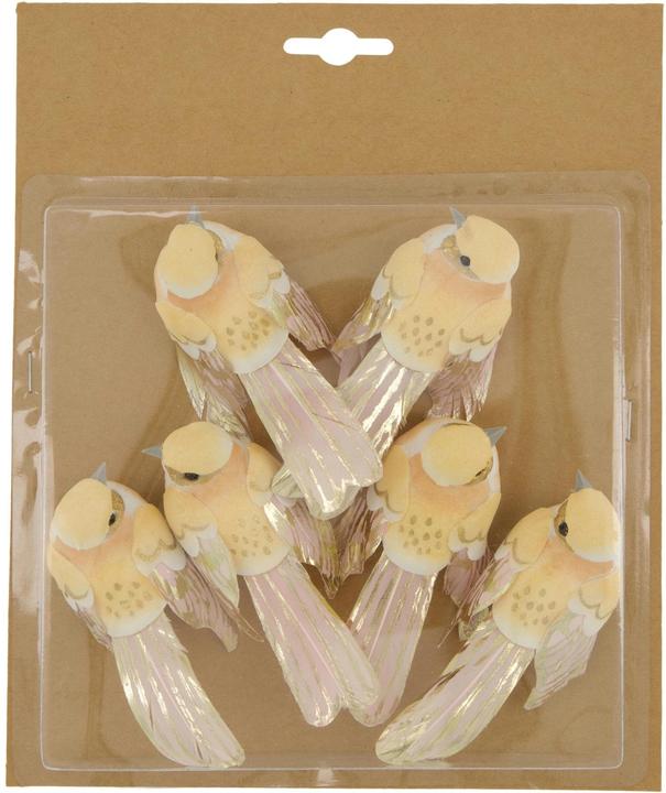 Actual product image Chalet Deko Federvögel 6 Stück, Braun/Beige (6x)