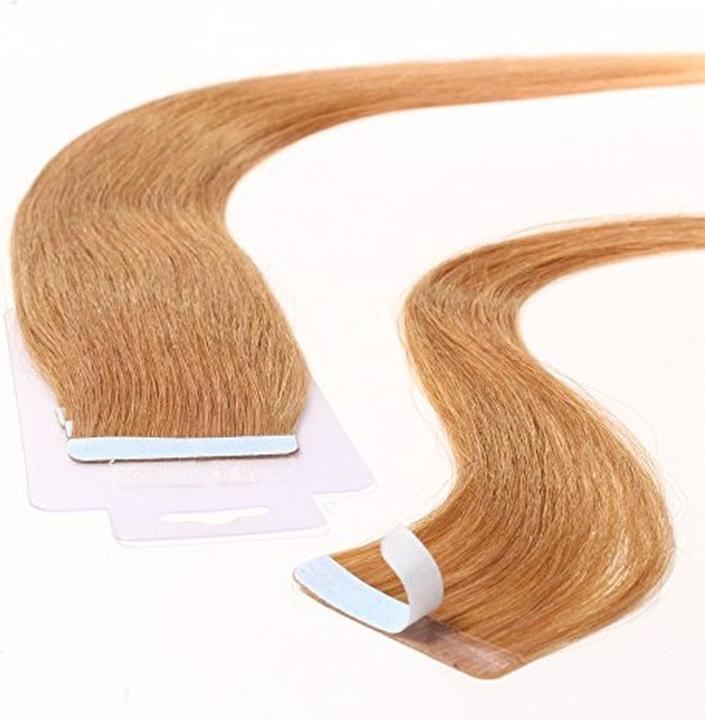 Actual product image Hair2heart 40 x tapein extensies van echt haar 50 cm 25 g strengen glad kleur 12 honingblond (12 Honing blonde, 50 cm)
