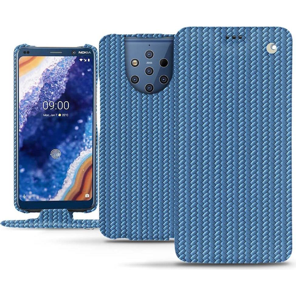 Noreve Lederschutzhülle vertikal (Nokia 9 PureView), Smartphone Hülle, Blau