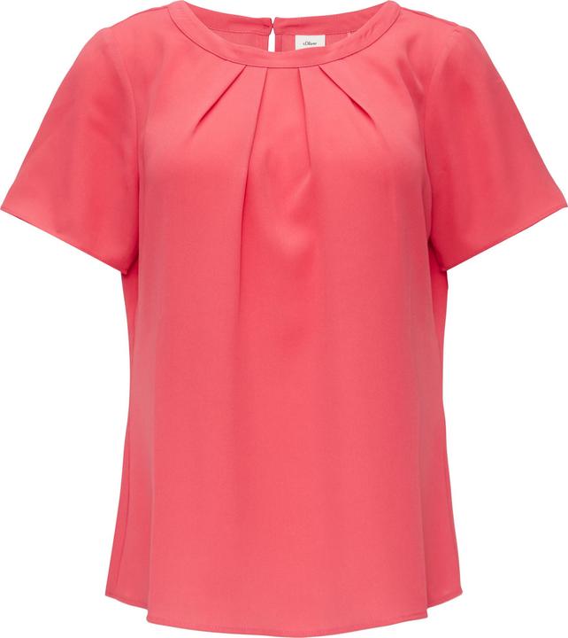 S.Oliver Bluse Crêpe-Bluse mit Falten am Ausschnitt