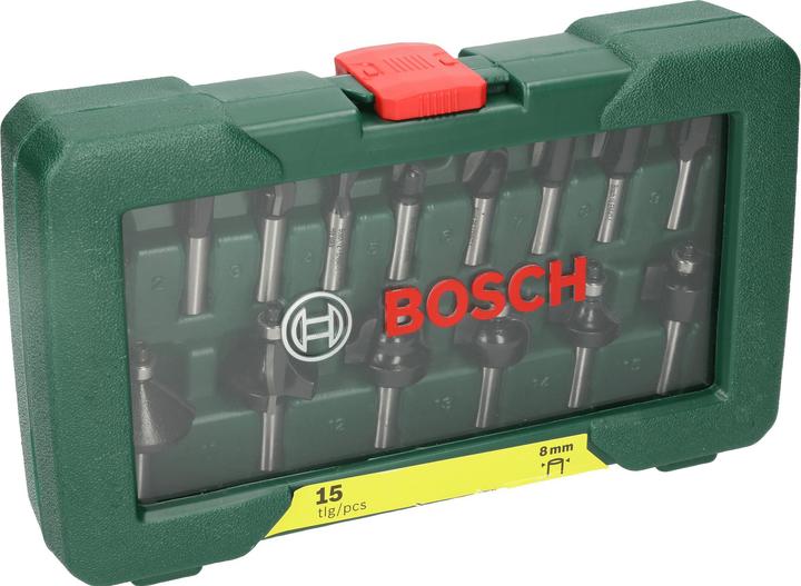 Produktbild Bosch Zubehör HM-Fräser-Set mit 8 mm Schaft, 15-teilig