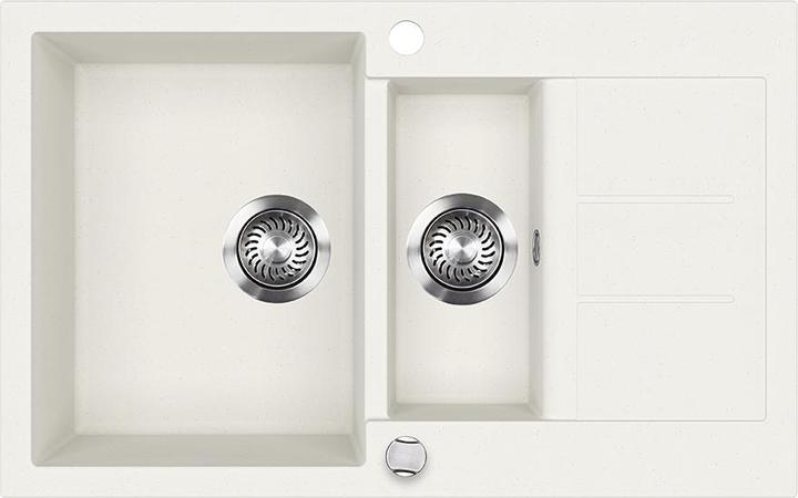 Produktbild Bergström Spülbecken Seattle, Weiss, 80 x 50 cm mit 2 Spülbecken & Trockenplatz (Einbauspüle mit Abtropffläche, 50 cm, 80 cm)