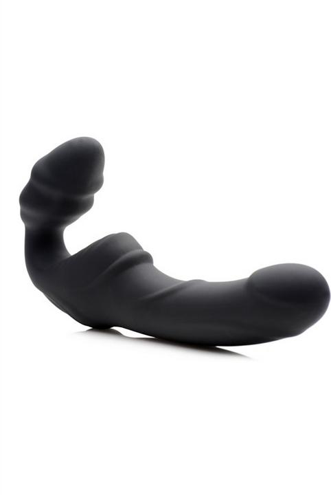 Productafbeelding XR Brands Slim Rider Ribbed Vibrating Strapless Strap-on