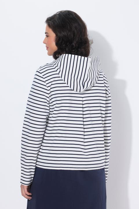 Produktbild Ulla Popken Sweatjacke, Ringel, Saumtunnel, Kapuze (46)