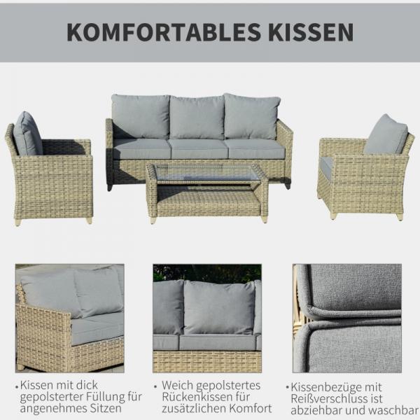 Produktbild Outsunny Polyrattan Set Gartengarnitur mit Couchtisch
