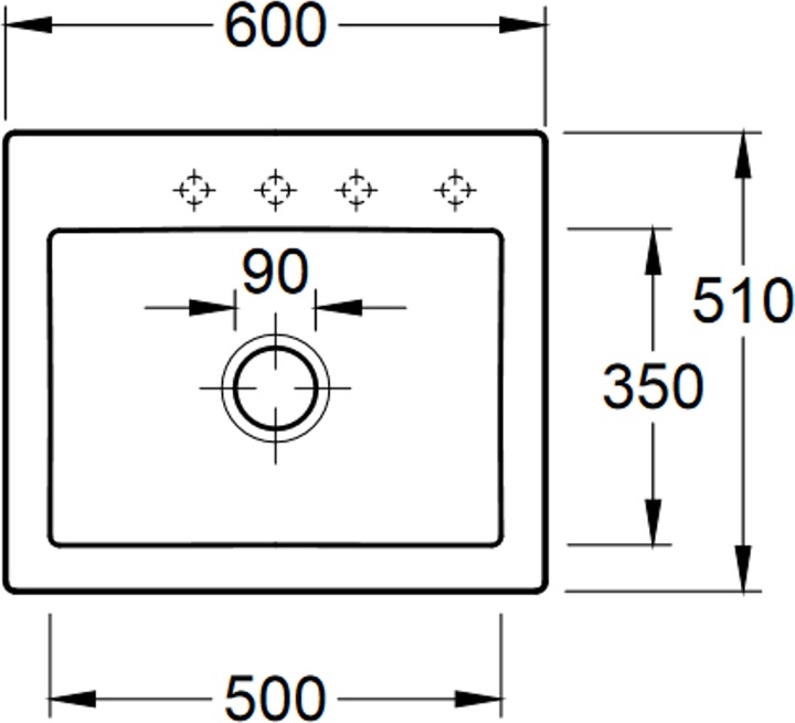 Actual product image Villeroy & Boch V&B Sink SUBWAY 60 S 600x510mm manual operation graphite (Fitted sink, 51 cm, 60 cm)