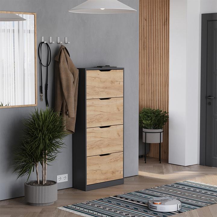 Produktbild Vicco Schuhkipper Luca, Anthrazit/Goldkraft Eiche, 59 x 137 cm mit 4 Fächern