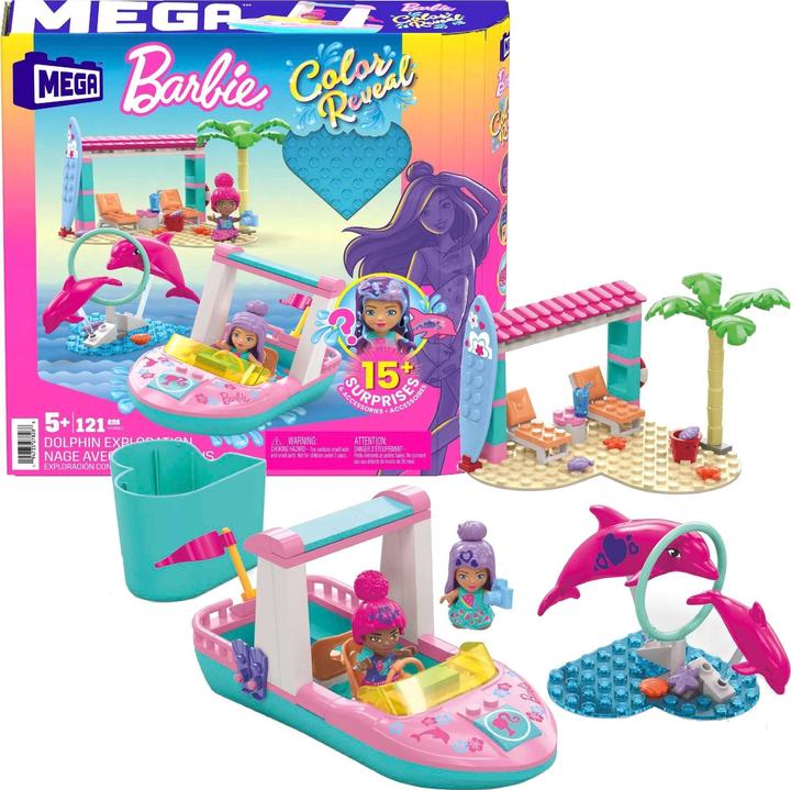 Immagine prodotto Mattel Mega Construx Barbie - Set di costruzioni apribili a colori per l'avventura dei delfini