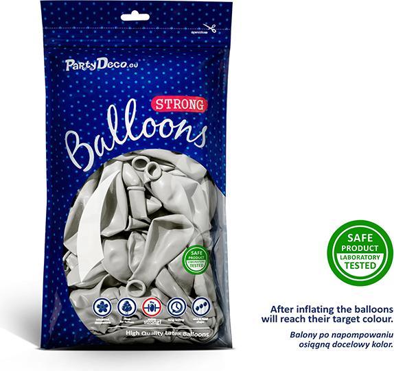Actual product image Partydeco Strong Balloons 30cm, Metallic Silver Snow (1 pkt / 100 pc.) (100 x)