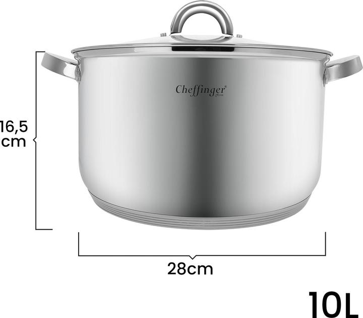 Actual product image Cheffinger Stainless steel saucepan with induction lid (28 cm, Roman pot, Stainless steel)