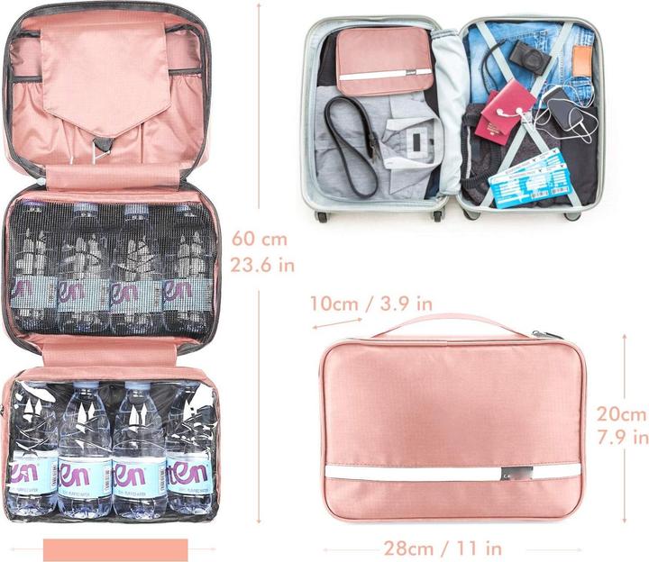 Produktbild Only-Bags.Store Kulturtasche zum Aufhängen Faltbare Waschtasche mit Haken Kulturtasche mit Henkel Zum Aufhängen