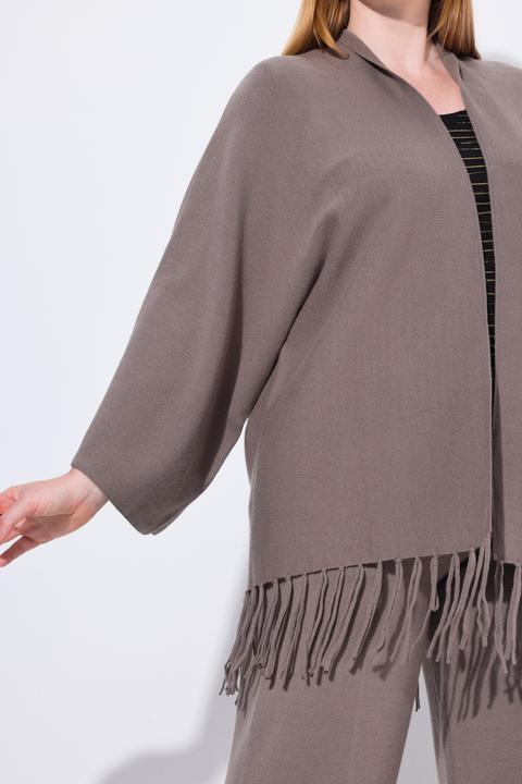 Produktbild Ulla Popken Strickjacke, Fransensaum, ohne Verschluss, Langarm (58, 60)