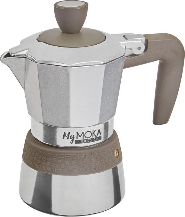 Actual product image Pedrini MyMoka - aluminum induction polished / gray ring 3 cups (3 T.)