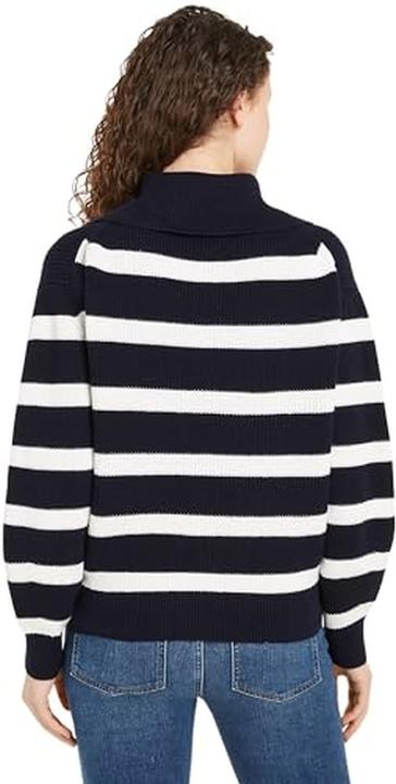 Actual product image Tommy Hilfiger Cardigan Dames Trui Gebreid Katoen - Blauw/Wit - Maat M (M)