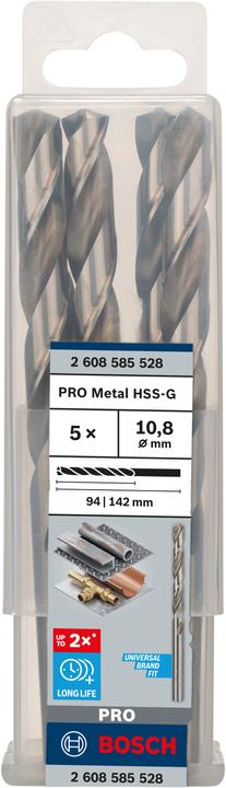 Actual product image Bosch Professional Zubehör PRO Metal HSS-G twist drill, 10.8 x 94 x 142 mm (10.8 mm)