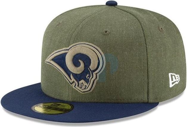 Image du produit New Era NFL - Los Angeles Rams - On Field 2018 Salute to Service 59Fifty Cap Olive 7 1/4 (56)