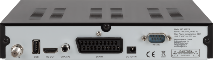Image du produit Megasat HD 350 V3 - Récepteur de télévision par satellite (4000 Go, DVB-S, DVB-S2)