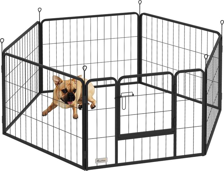 PawHut Welpenauslauf Stahl Schwarz (Gabbia per cani)