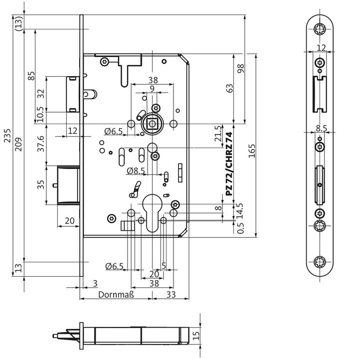 Image du produit BKS Serrure B-23210, PZ, DIN gauche