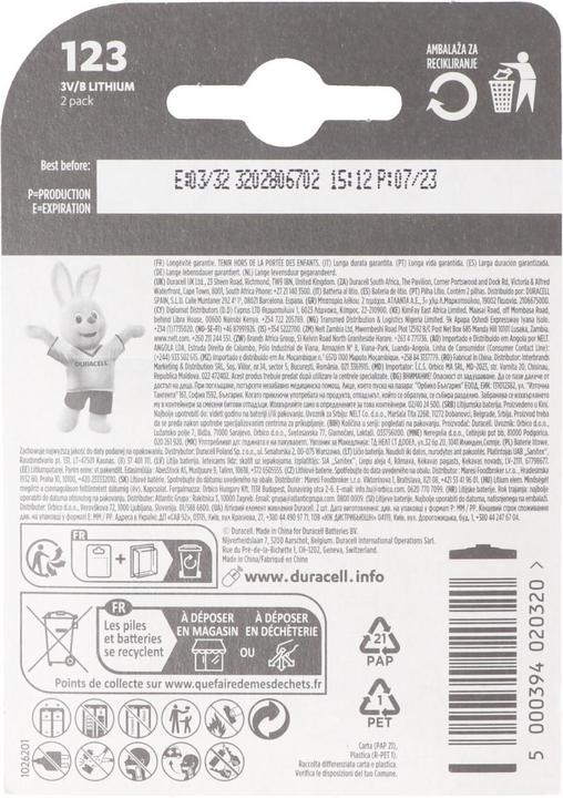 Produktbild Duracell High Power Lithium (2 Stk., CR123A, 1400 mAh)