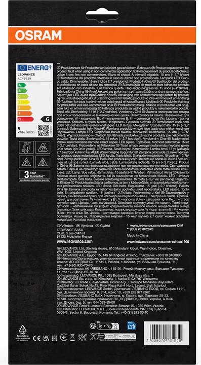 Produktbild Osram Vintage 1906 (E27, 4.80 W, 400 lm, 1 x, G)