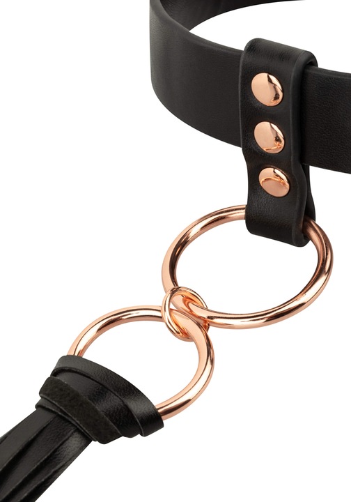 Actual product image Rosy Gold Collar with Flogger - Black