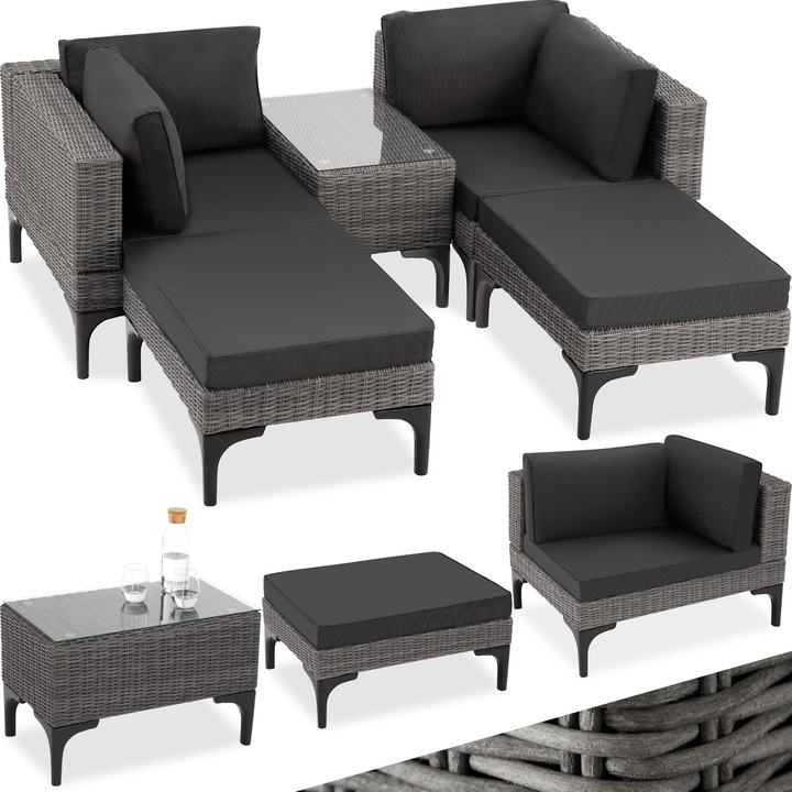 Immagine prodotto tectake Salottino in rattan con telaio in alluminio Bellaria
