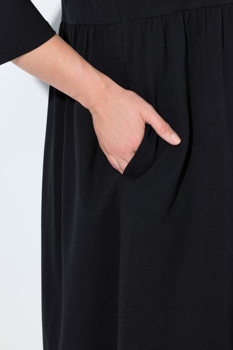 Image du produit Ulla Popken Robe en jersey, coupe évasée. Col tunisien et manches 3/4 (54)