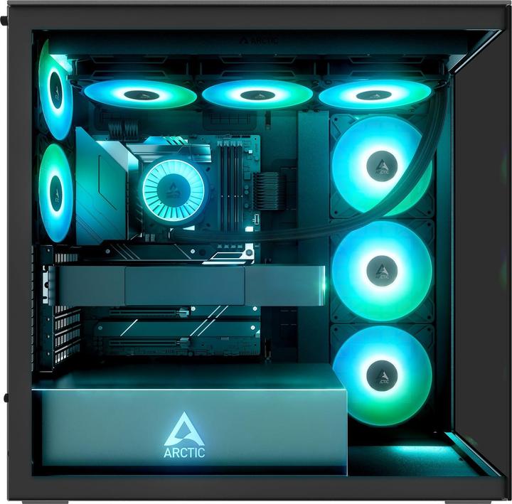 Produktbild Arctic Xtender Mirrow Black Design (schwarz, Tempered Glass x 2 (verspiegelt)) (E-ATX)