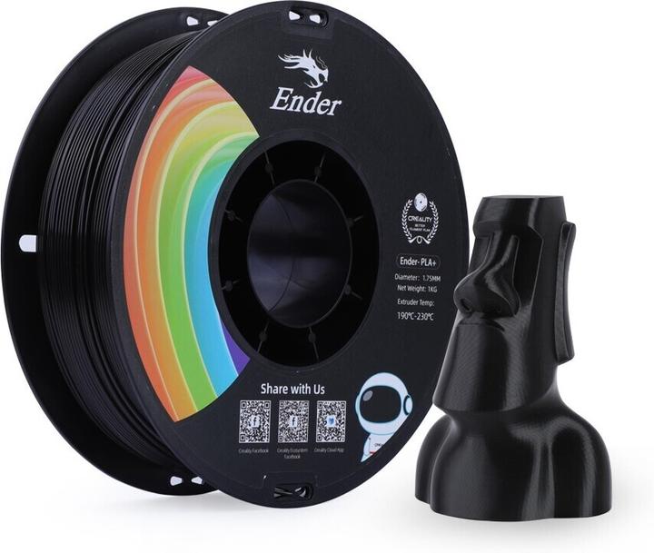 Image du produit Creality Filament PLA+ (PLA, 1.75 mm, 1000 g, Noir)