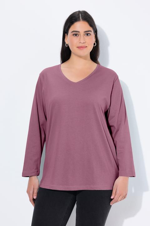 Produktbild Ulla Popken Shirt, V-Ausschnitt, Relaxed, Langarm (62)