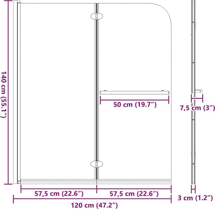 Actual product image vidaXL Duschabtrennung (95 cm, 140 cm)