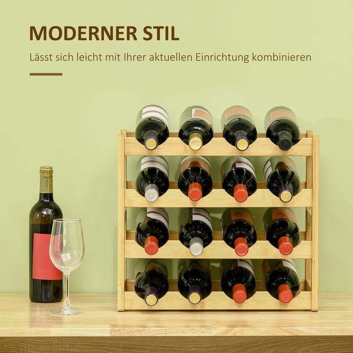 Image du produit Homcom Casier à vin avec grand espace de rangement (43 x 23.5 x 38 cm, 16 bouteilles)
