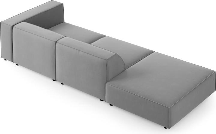 Actual product image Cosmopolitan Design Velvet Left Sofa, "Arendal", 4 Seats, Light Grey, 262x102x70 Made in Europe