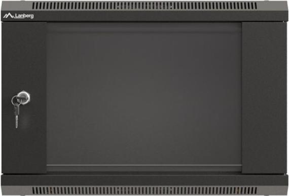 Actual product image Lanberg 19 6HE 540x350 schwarz Wandmontage Rackschrank mit Glastür (Flat Pack) (6 RU, 19 inch rack)