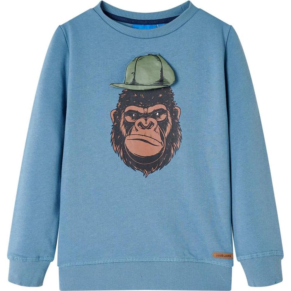 VidaXL, Jungen, Pullover, Kinder-Sweatshirt Mittelblau 116,Material: 92 % Baumwolle. 8, Blau, (116)
