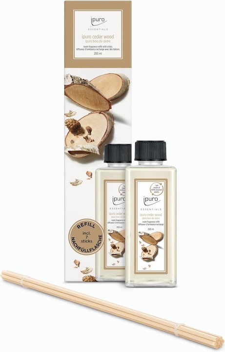 Ipuro Recharge d'encens Cedar Wood avec bâtonnets 200 ml (200 ml)
