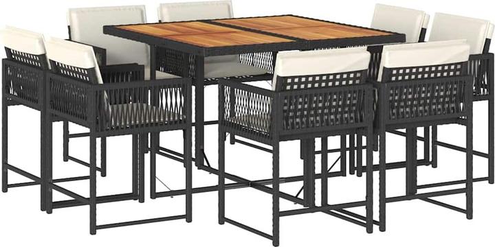 Produktbild vidaXL Gartenmöbel Essgruppe Gartengarnitur Sitzgruppe 9tlg. Schwarz Poly Rattan