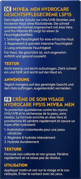 Actual product image NIVEA MEN Hydrocare Gesichtspflege Creme LSF15 (75 ml, Face toner, SPF 15)