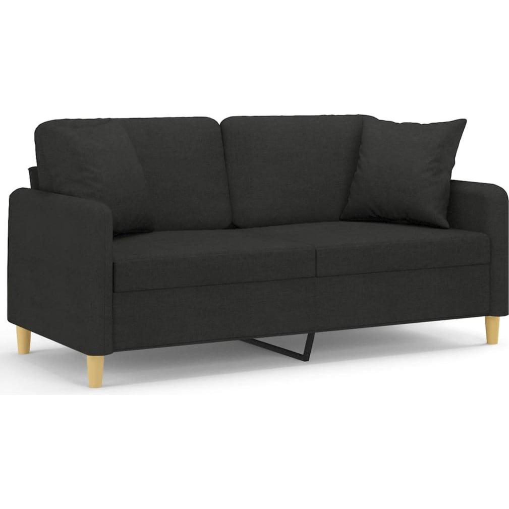 VidaXL, Sofa, 2-Sitzer-Sofa mit Zierkissen Schwarz 140 cm Stoff,Farbe (2-Sitzer)
