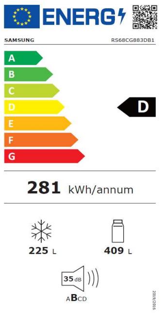 Etichetta energetica Samsung RS68CG883DB1WS (634 l)