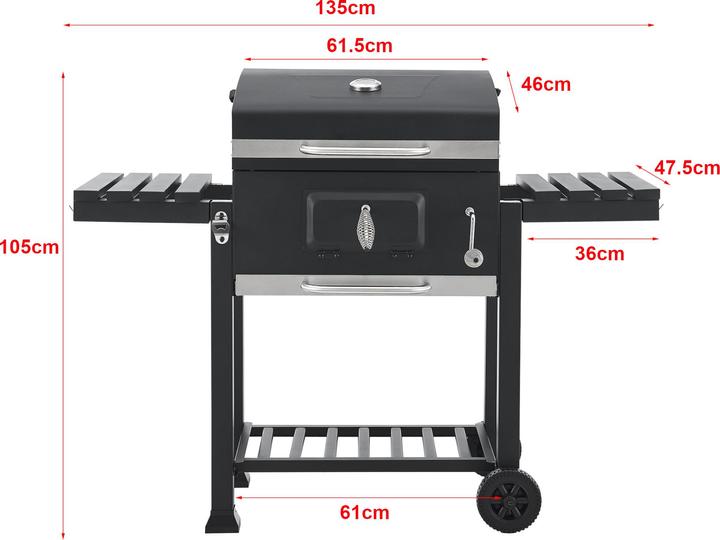 Actual product image Casa.Pro Grillwagen Arnad 105x135x47,5cm Schwarz (61.50 cm)