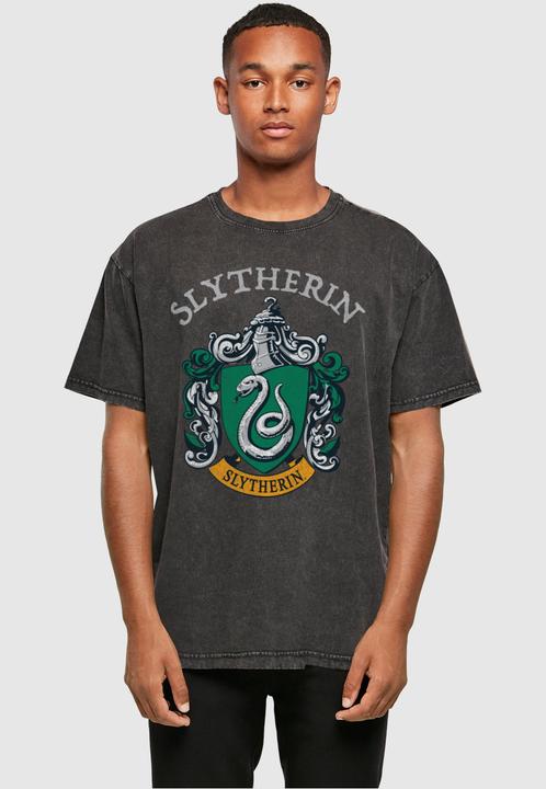 Produktbild Absolute Cult Harry Potter - Slytherin Crest Acid Washed Oversized Tee - 114897 (L)