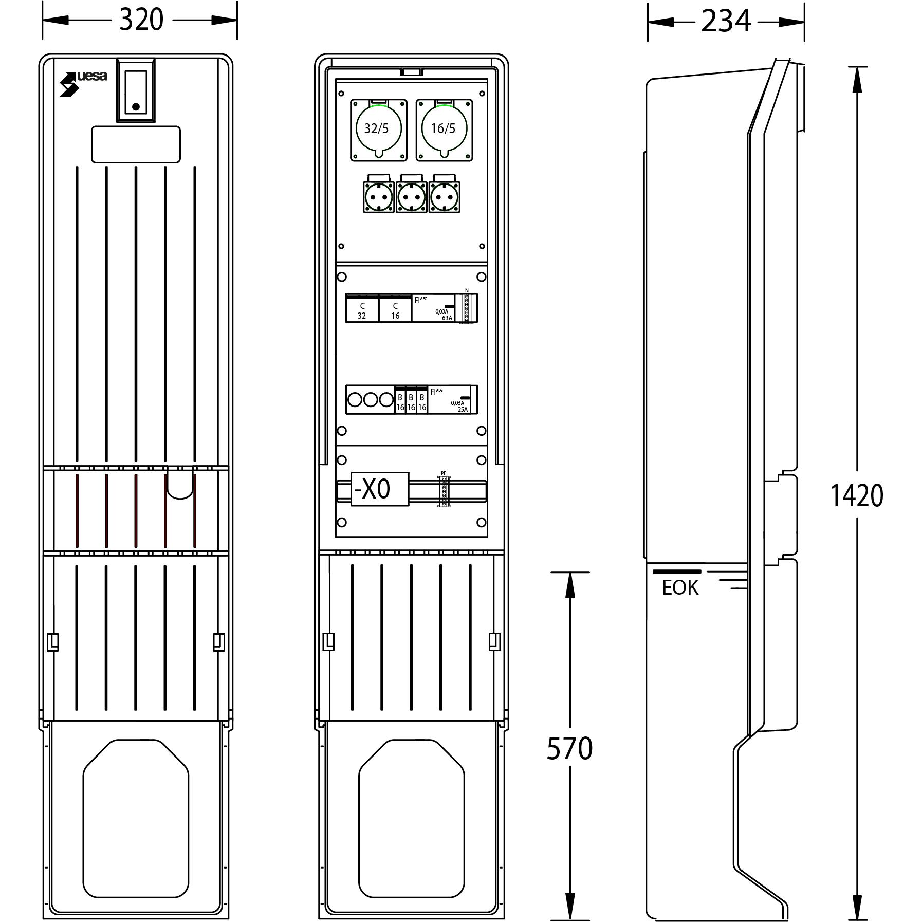 UESA, Verteilerschrank, Markt- und Campingplatzverteiler