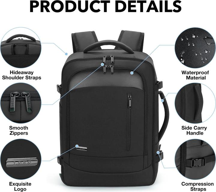 Produktbild Only-Bags.Store Handgepäck Wasserdichter Rucksack mit 3 Packwürfeln, Grosser Reiserucksack Travel Backpack (20 l)