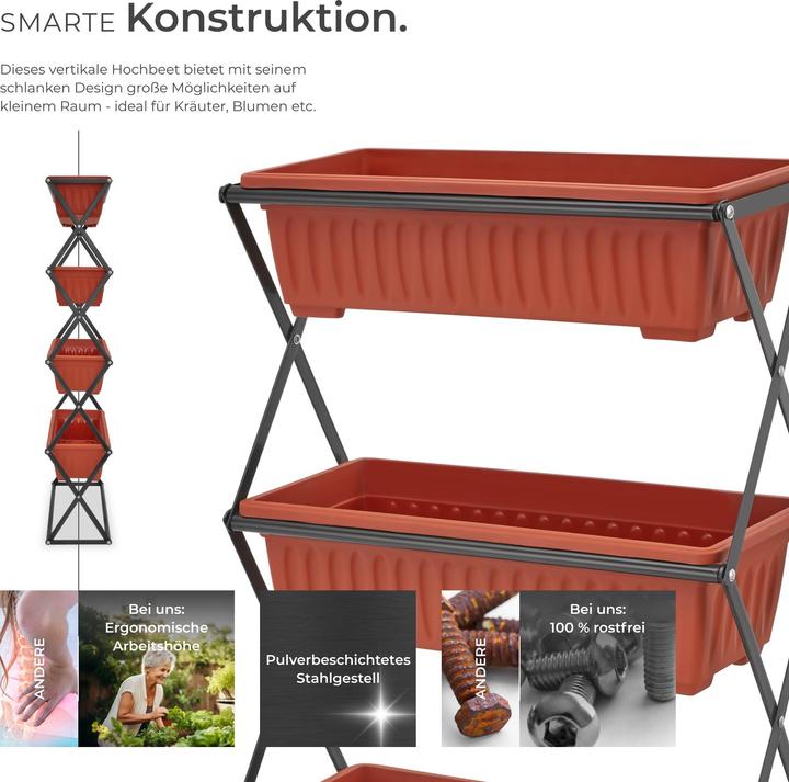 Image du produit tectake Jardinière verticale avec 4 bacs à fleurs